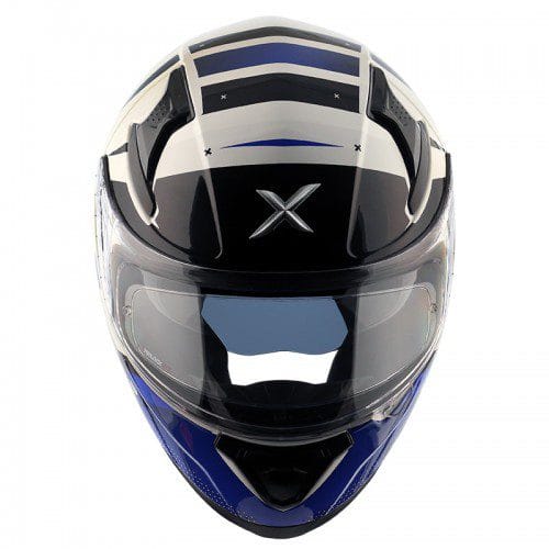 Apex Hex-2 White Blue Full-Face Helmet