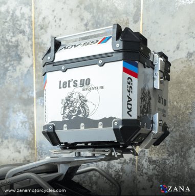 Zana Sticker Top Box Aluminium (45 Ltr) L-flat Silver For BMW ZI-TB-016