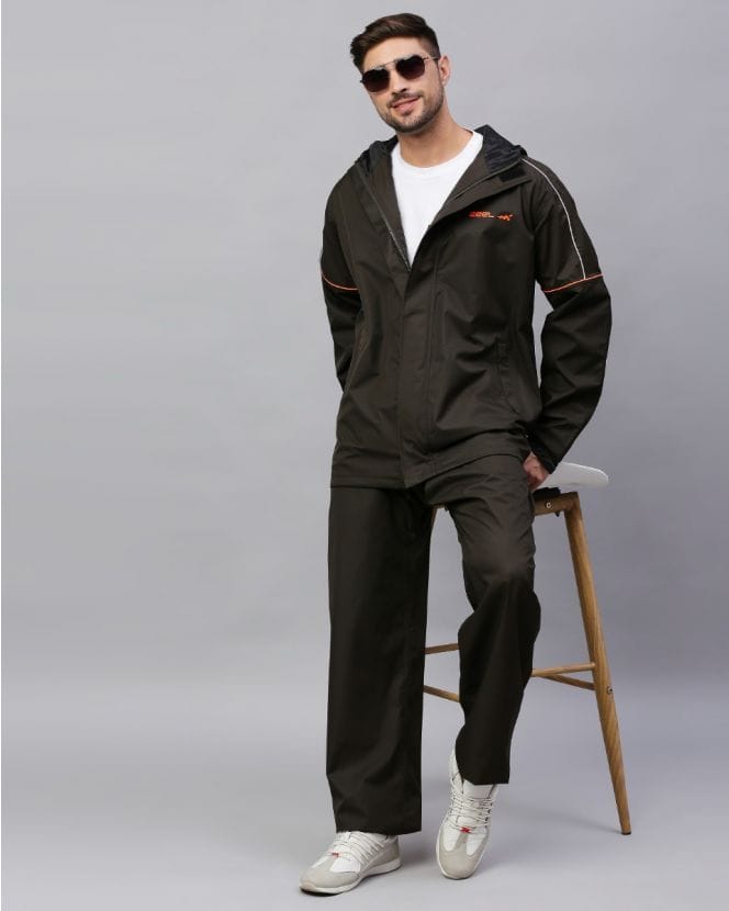 Zeel's Reversible Olive Color Raincoat Set for Men