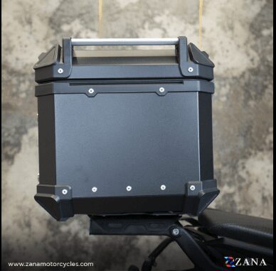 ZANA - Universal Top Box Aluminium (55 ltr) L-Flat Black With Back Rest Cushion ZI-TB-012