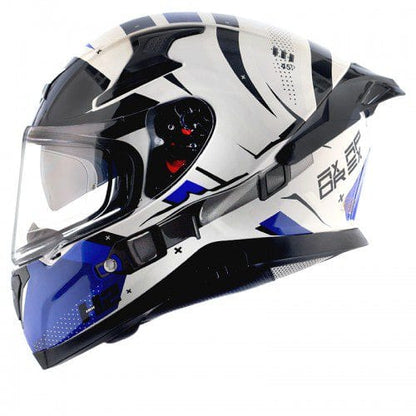 Apex Hex-2 White Blue Full-Face Helmet