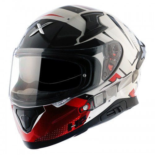 Apex Hex-2 White Red Full-Face Helmet