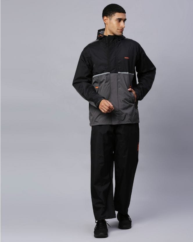 Black and Grey Stylish Rain Coat Set for Men