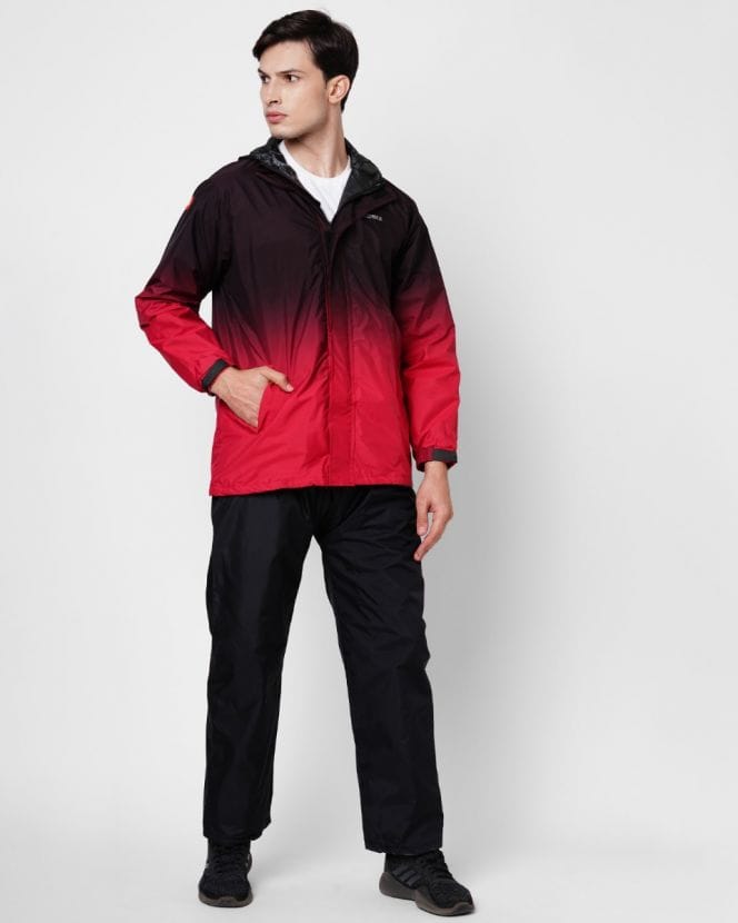 Black and Red Stylish Raincoat Set for Men