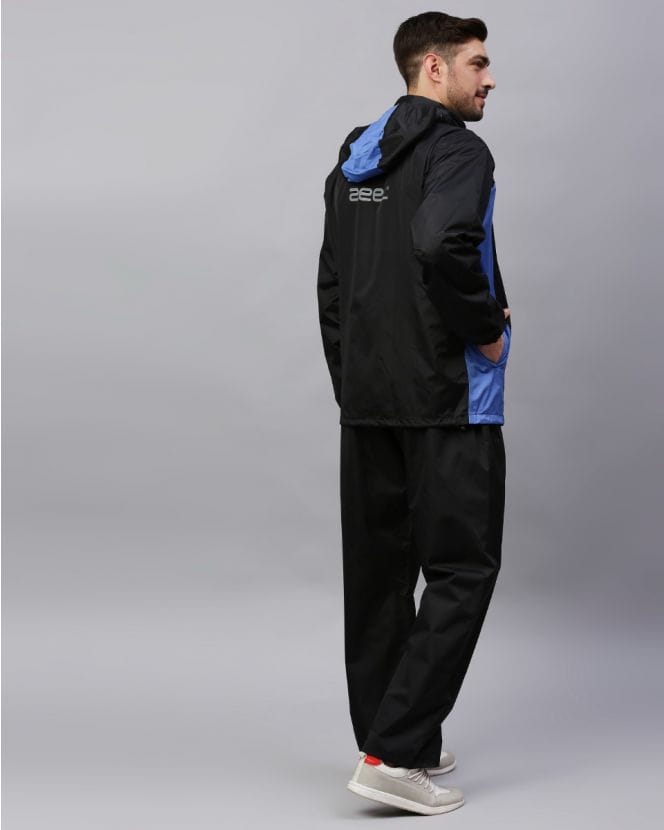 Go Hike Black & Blue Stylish Raincoat Set for Men