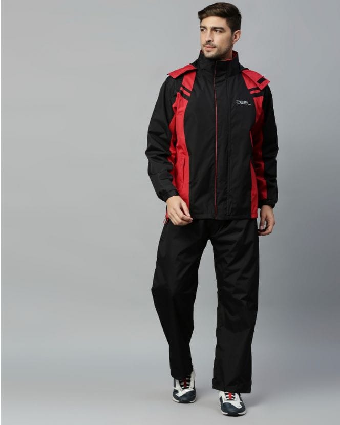 Go Hike Black Red Stylish Raincoat Set for Men