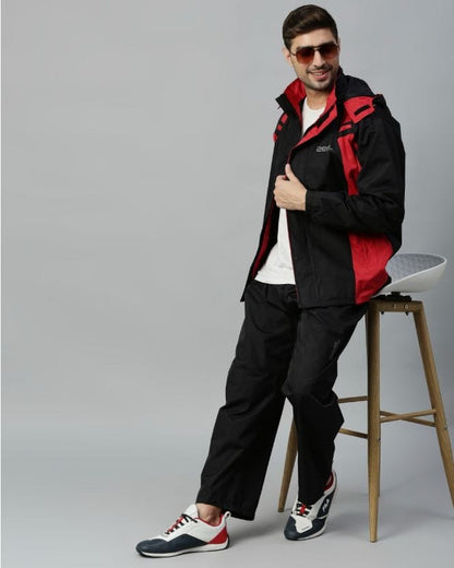 Go Hike Black Red Stylish Raincoat Set for Men