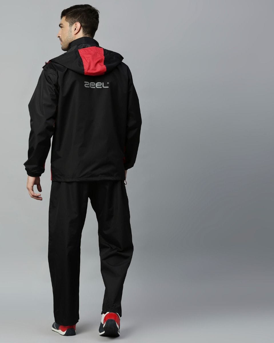 Go Hike Black & Red Stylish Raincoat Set for Men