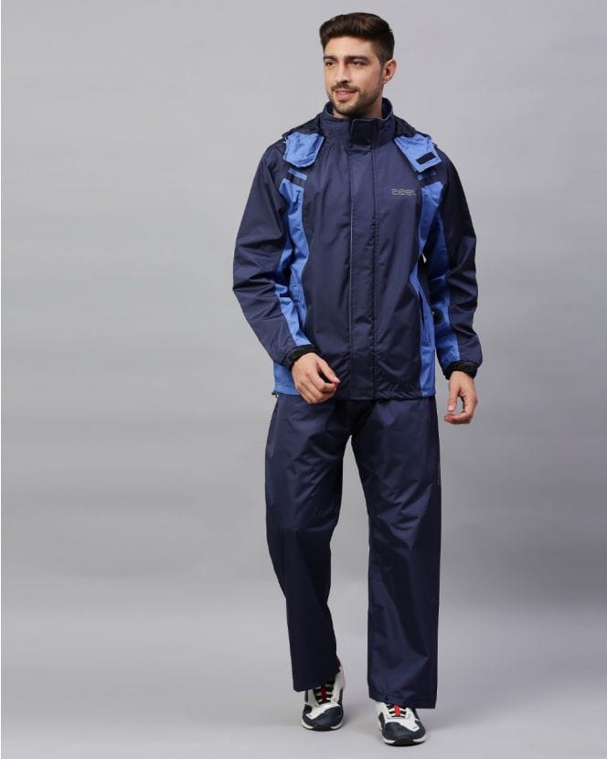 Go Hike Navy Blue Stylish Raincoat Set for Men