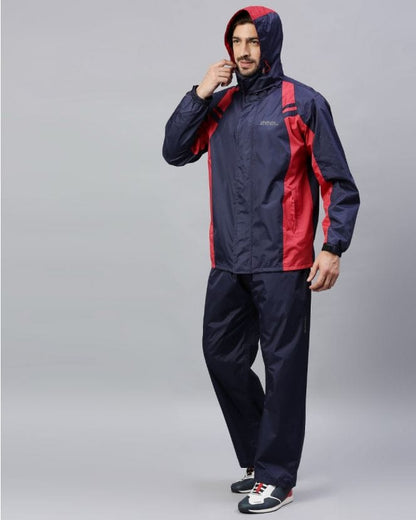 Go Hike Navy & Red Stylish Raincoat Set for Men
