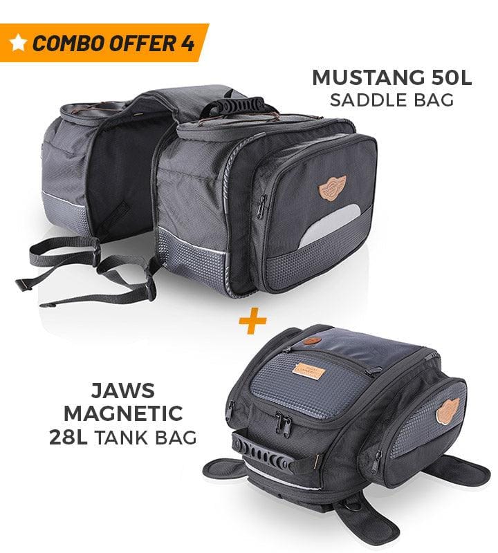 Mustang 50L Saddle Bag+Jaws Magnetic 28L Tank Bag