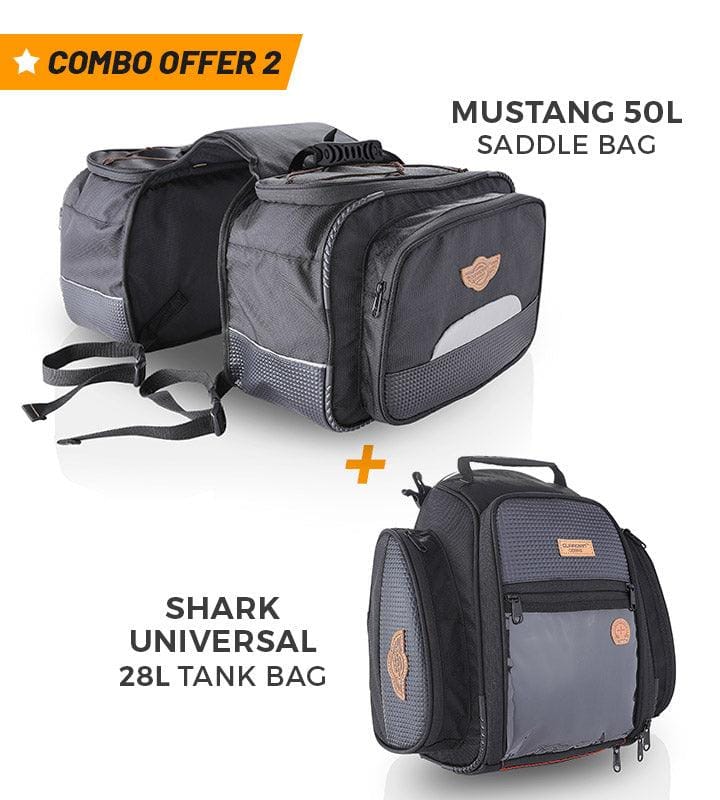 Mustang 50L Saddle Bag and Shark Universal 28L Tank Bag
