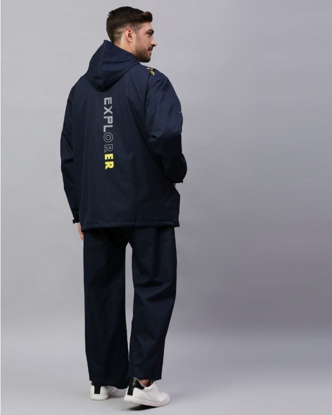 Navy & Blue Reversible Raincoat Set for Mens