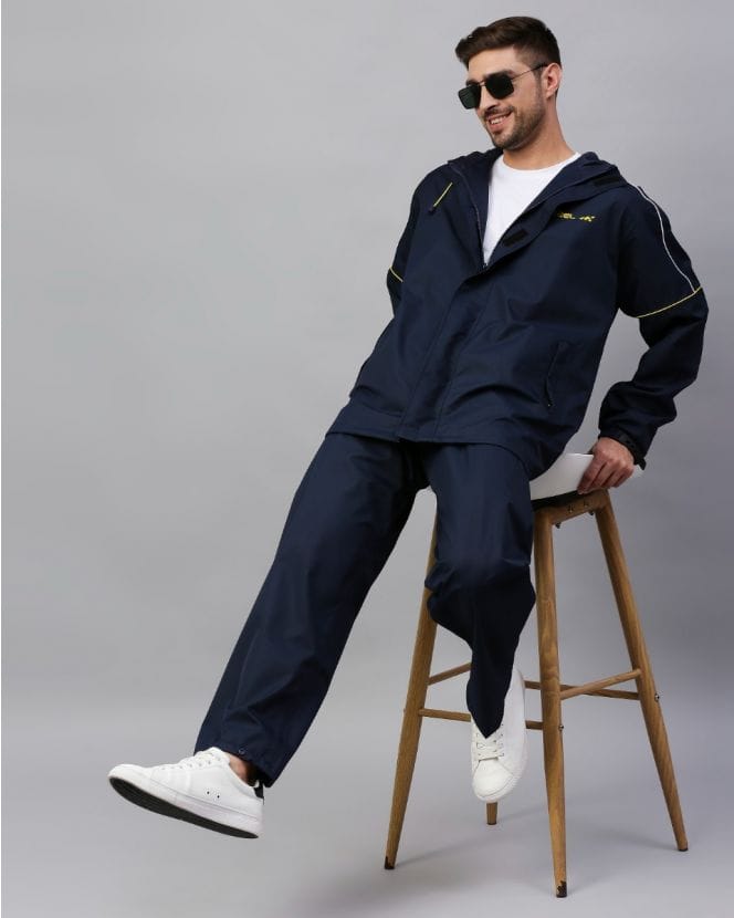 Navy & Blue Reversible Raincoat Set for Mens