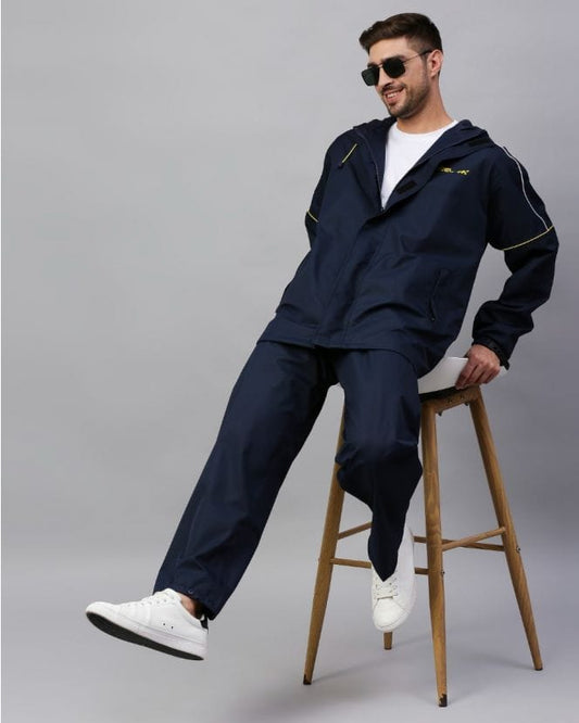 Navy & Blue Reversible Raincoat Set for Mens