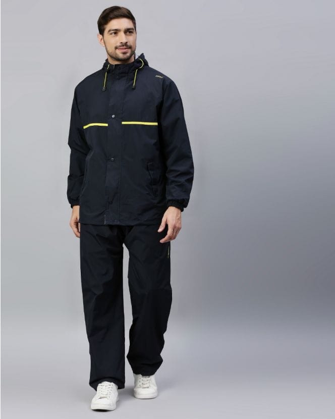 Navy and Lime Color Rain Coat Set for Men