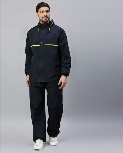 Navy and Lime Color Rain Coat Set for Men