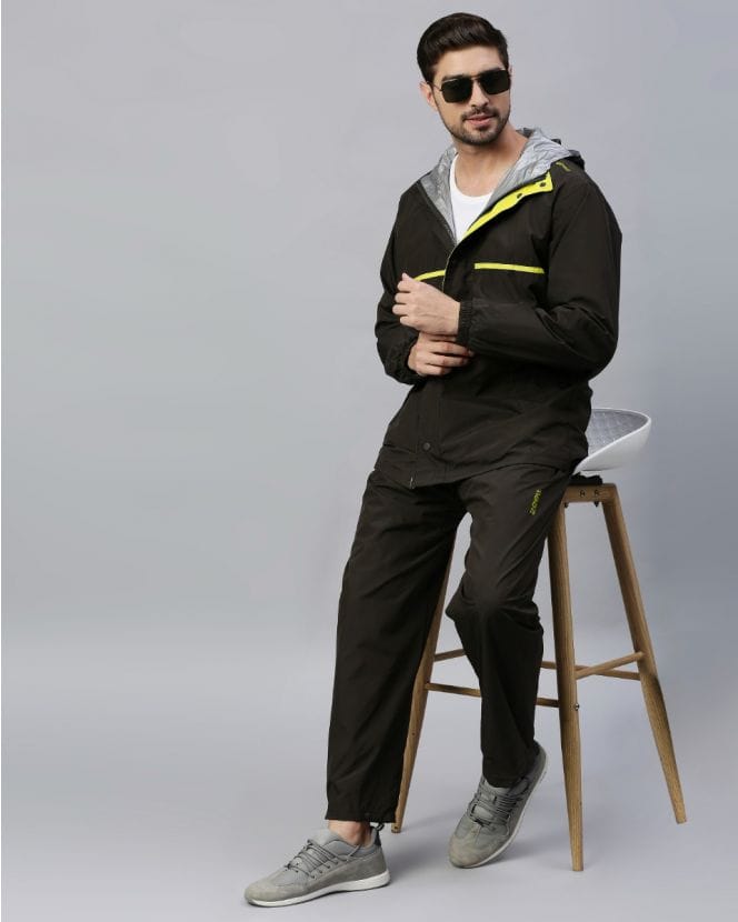 Olive & Lime Color Rain Coat Set for Men