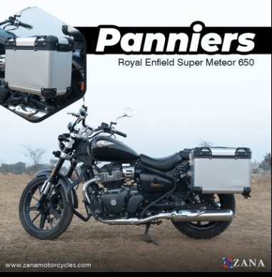 Panniers( 36 LTR ) Aluminium L-Flat Black With Frame For Super Meteor 650 1
