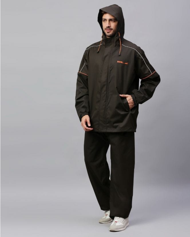Reversible Olive Color Raincoat Set for Men