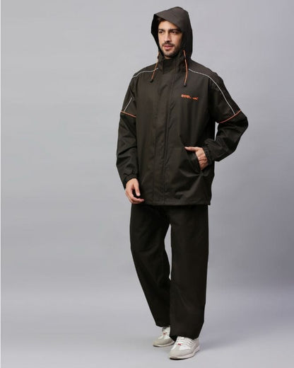 Reversible Olive Color Raincoat Set for Men