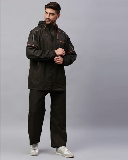 Reversible Olive Color Raincoat Set for Men