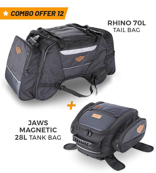 Rhino 70L Tail Bag and Jaws Magnetic 28L Tank Bag