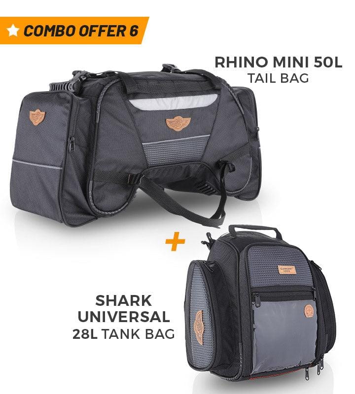 Rhino Mini 50L Tail Bag with Shark 28L Tank Bag