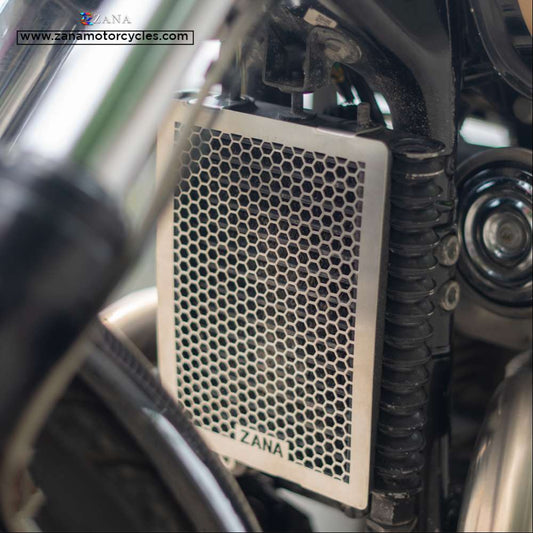 Silver Radiator Guard for Continental GT and Interceptor 650