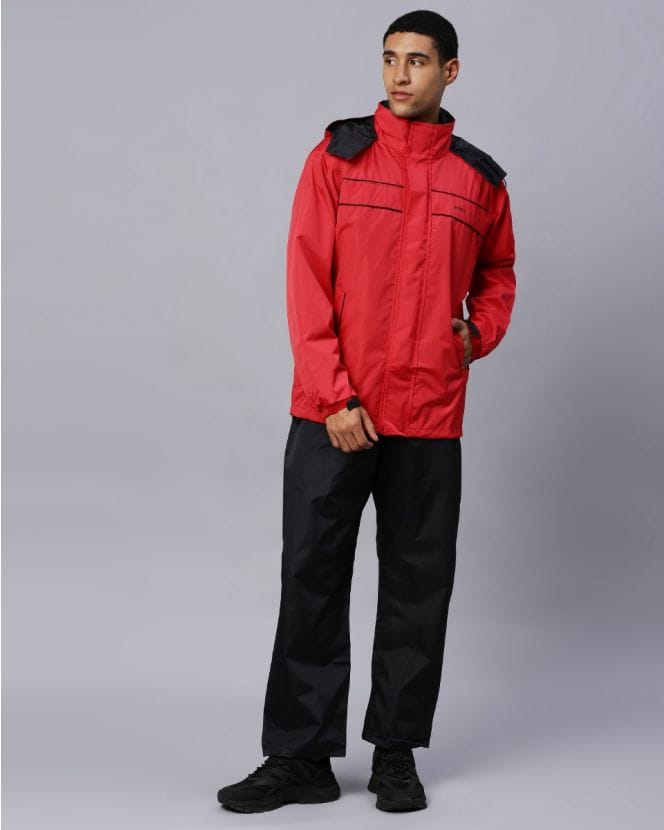 Stylish Paprika Red Color Raincoat Set for Men