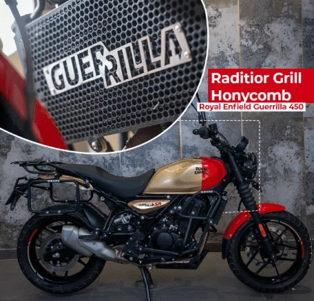 Zana Radiator Grill for Guerrilla 450 with Logo (Honeycomb Black Texture) - Type-2 ZI-8526