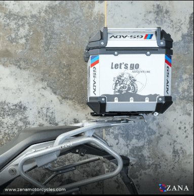 Zana Sticker Top Box Aluminium (45 Ltr) L-flat Silver For BMW ZI-TB-016