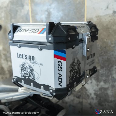 Zana Sticker Top Box Aluminium (45 Ltr) L-flat Silver For BMW ZI-TB-016