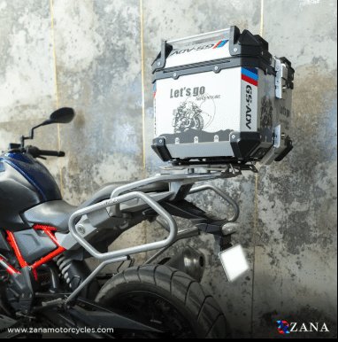 Zana Sticker Top Box Aluminium (45 Ltr) L-flat Silver For BMW ZI-TB-016