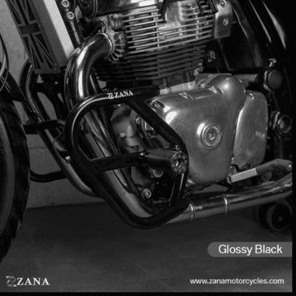 ZANA Crash Guard Mild Steel with Slider, Glossy Black for GT & Interceptor 650 ZI-8109