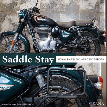 ZANA Saddle Stays Mild Steel  with Exhaust Shield Texture Matt Black For Classic 350 Reborn ZI-8349