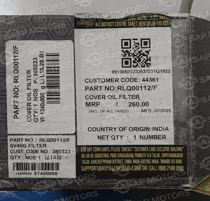 RLQ00112/F royal enfield oil filter cover with oil filter cap for himalayan 450 & guerrilla 450