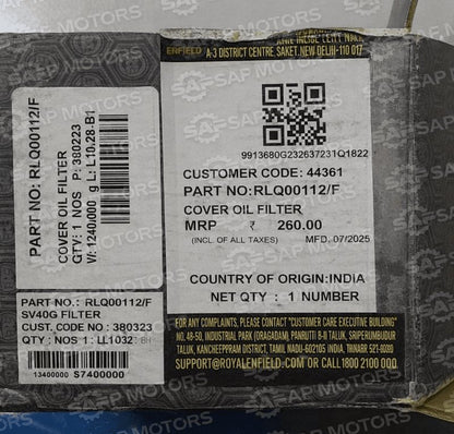 RLQ00112/F royal enfield oil filter cover with oil filter cap for himalayan 450 & guerrilla 450