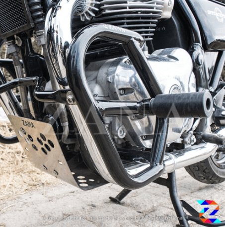 ZANA Crash Guard Mild Steel with Slider, Glossy Black for GT & Interceptor 650 ZI-8109