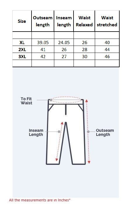 ZEEL PANT SIZE CHART ZEEL PANT SIZE CHART