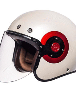 SMK Retro Jet – Unicolour Glossy White & Red Helmet – GL130