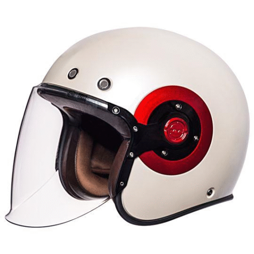 SMK Retro Jet – Unicolour Glossy White & Red Helmet – GL130