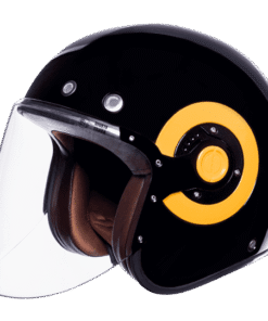 SMK Retro Jet Unicolour Matt Black Yellow Helmet MA240 Riders Junction