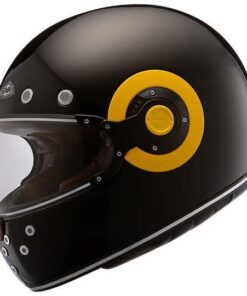 SMK Retro Unicolour Glossy Black Yellow Helmet GL240 Riders Junction 1