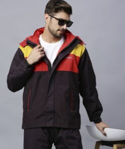 Brown and Yellow Raincoat Set for Mens