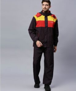 Brown and Yellow Raincoat Set for Mens
