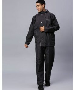 Foliage Dark Grey Raincoat for Mens