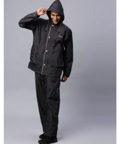 Foliage Dark Grey Raincoat for Mens