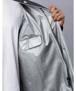 Foliage Dark Grey Raincoat for Mens