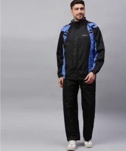 Go Hike Black & Blue Stylish Raincoat Set for Men
